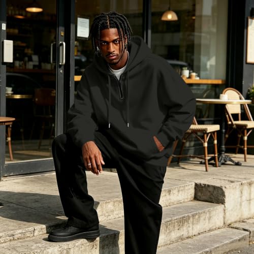 Hooded Sweatshirt Men Fleece Quarter Zip Hooded Hoodie Sweat Shirt - image 6