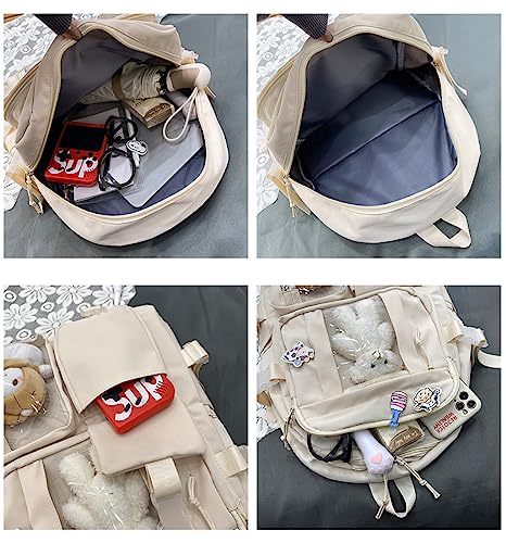 Kawaii Backpack with Clear Bag Cute Aesthetic Backpack Large Travel Daypack Kawaii Transparent Lightweight Bag (Black(No Accessories))4