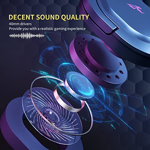 Easars Wireless Gaming Headset, 2.4G Bluetooth Headset, Foldable Over Ear Headphones, 28H Playtime, Detachable Microphone, Compatible With Ps5,Ps4,Pc #TOP3