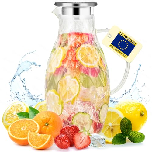 Karaffe aus Borosilikatglas mit Deckel und Ausgießer -...