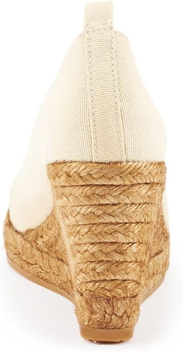 Viscata Marquesa Espadrille Canvas Wedges Spain Handmade 3 Heel Women's Pumps with Breathable Organic Cotton Canvas and 100% Natural Jute Midsole for All Occasions: Casual, Work, Party 5 Beige