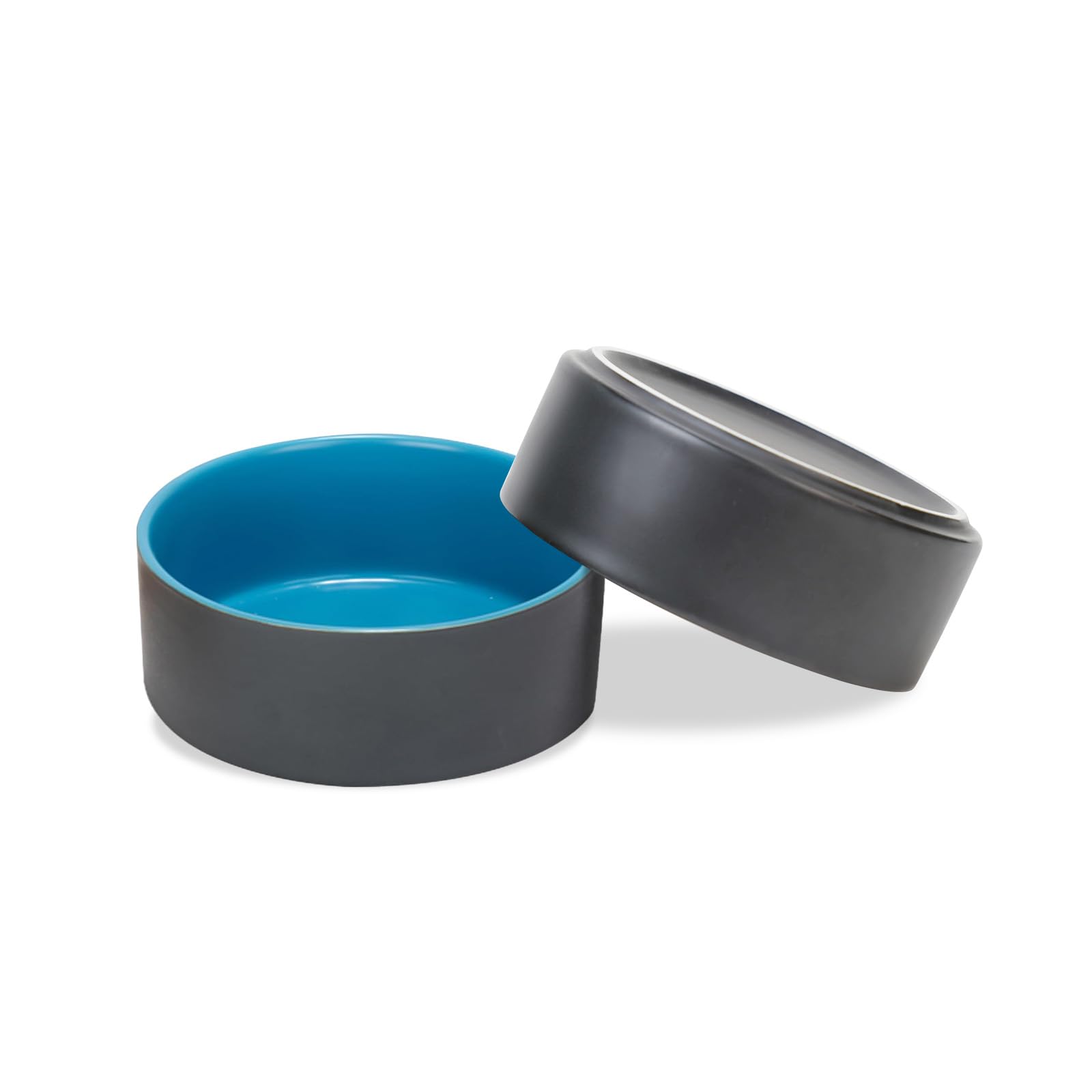 SPUNKYJUNKY Ceramic Dog Bowl, 2 Pieces, Feeding Bowl, Cat Bowl for Cats and Dogs (850 ml, Blue Grey), blue / grey, 850ml * 2