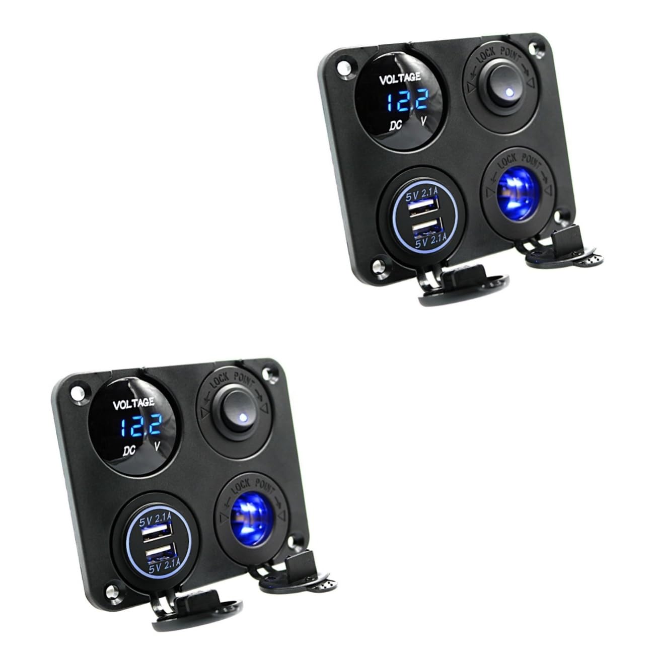 Housoutil 2 Stücke 4 1 4 Funktion Ladegerät Buchse Dual USB 2 1 EIN Voltmeter 12-24v Für Auto Boot Rv LKW Camper Einfach Installieren