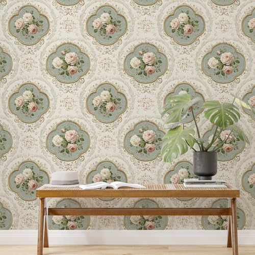 Image of PAPER PLANE DESIGN Vintage Floral Vinyl Self Adhesive Wallpaper Peel & Stick, Waterproof, Stain-Proof | 16 in X 90 in, Decor for Bedroom, Hallway, Living Room (D)