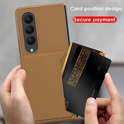 Étui portefeuille Galaxy Z Fold 4 en cuir marron avec support rigide - 3