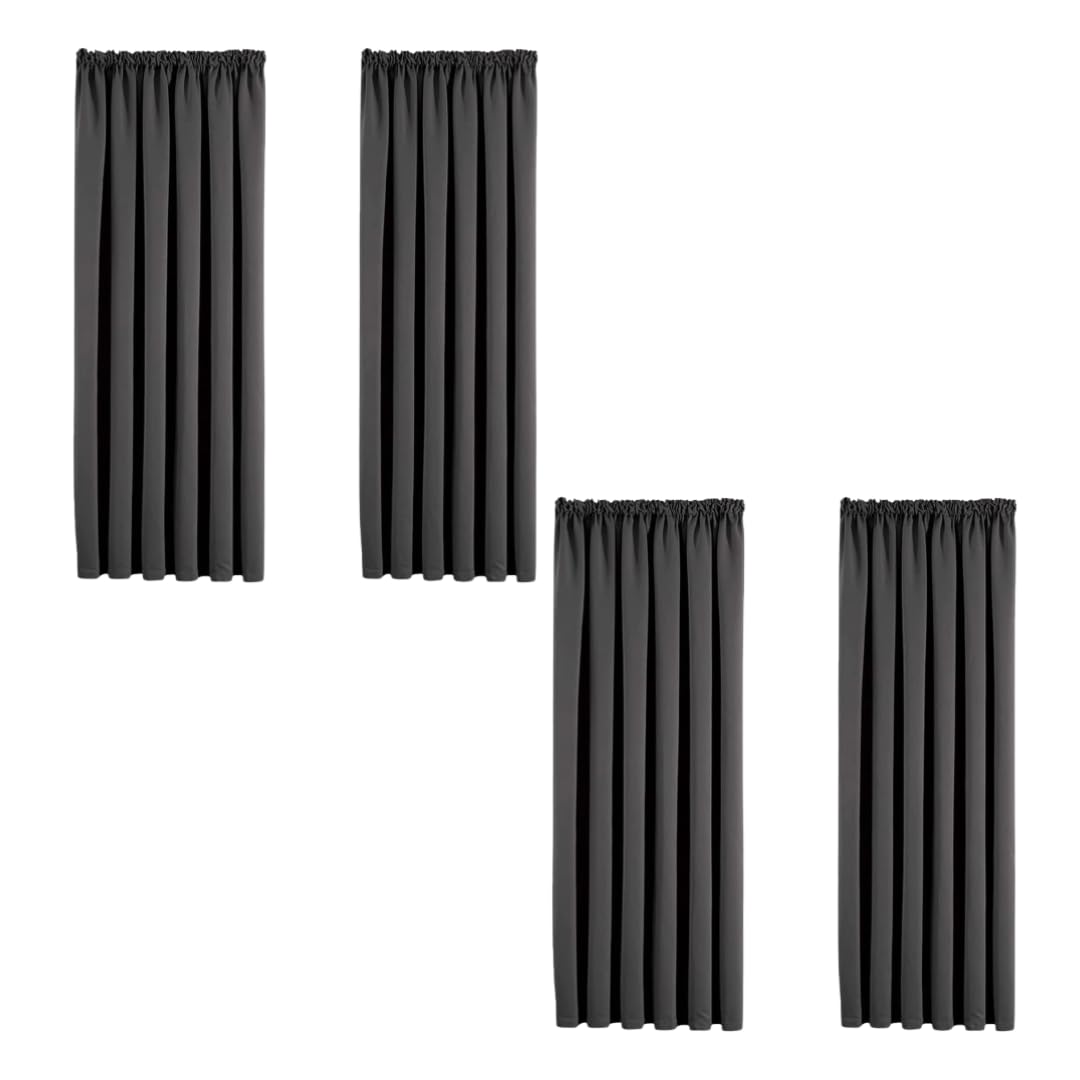 Aspire Homeware Blackout Curtains for Bedroom 46x54 Dark Grey Curtain Privacy Protection Pencil Pleat Curtains Thermal Insulated Energy Saving Curtains for Living Room 4 Panel with Tiebacks — image 1