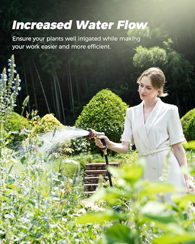 WACOTOYA Retractable Garden Hose Reel 5/8 in x 130 ft Professional Metal Bracket & 9-Pattern Metal Nozzle UV Resistant Brass Fitting Heavy Duty Wall Mount Any Length Lock Slow Retraction 180° Swivel - Image 7