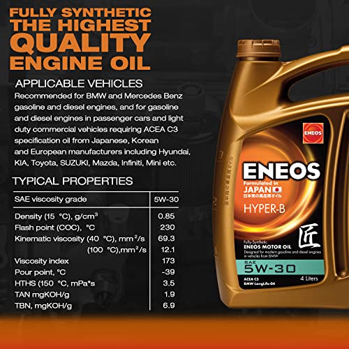 ENEOS HYPER-B 5W-30 4L - Oli Motore per Auto