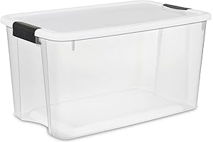 Sterilite 70 Qt Ultra Latch Storage Bin - Clear and White Lid (4-Pack)