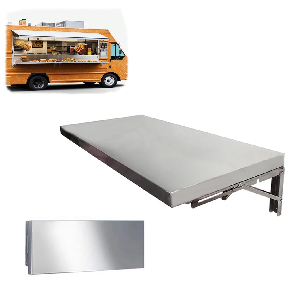 Mensola pieghevole in acciaio inox – Tavolo da portata a discesa per cibo camion rimorchi e cucina – versatile 90 x 35 cm/36 x 14 pollici portatile per la preparazione degli alimenti