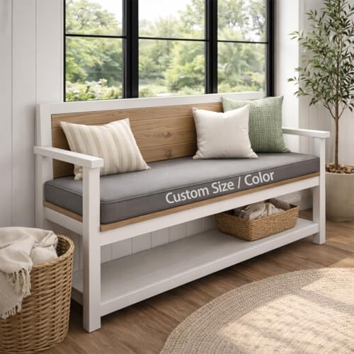 Genérico Cojín para Bancos Personalizable, Cojín para Banco Exterior y Colchoneta Banco Jardín, para Terraza, Balcón y Hogar, Espuma 50D, Base Antideslizante (Dicke 6 cm)