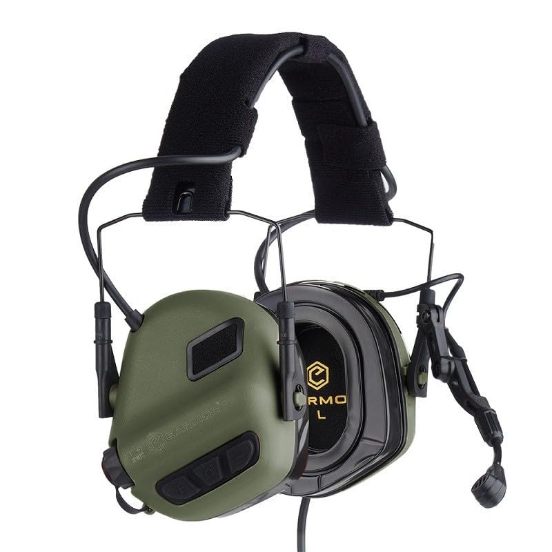 Genérico EARMOR M32 MOD 3 Auriculares de Protección Auditiva, Micrófono Integrado, Reducción de Ruido NRR22, Verde Militar