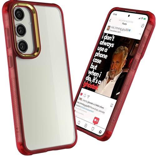 Image of Ghostek Covert Galaxy S24 Plus Clear Phone Case with Military Grade Shockproof Protection, Non-Slip Grip, Protective Silicone Cover Designed for 2024 Samsung Galaxy S24+ (6.7 inch) (Red)