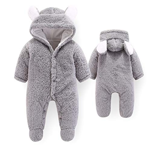 CM C&M WODRO Baby Jumpsuit Outfit Hoody Coat Winter Infant Rompers Toddler Clothing Bodysuit (Grey, 3-6 Months)