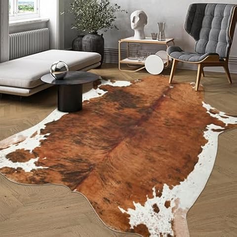 DweIke Premium Faux Cowhide Rug 4.6 x 5.2ft Cover
