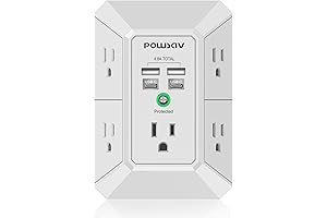 Upgraded 5-Outlet Power Strip with 4 USB Ports