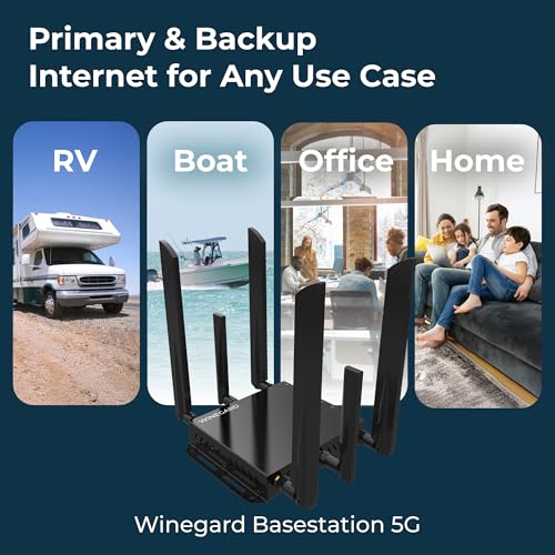 Image of Winegard Basestation 5G BS‑5G01 Indoor 5G Router Smart Hub - High‑Speed Dual Band WiFi Ethernet Starlink Compatible - Multi‑Carrier RV Connectivity - GPS Sensor Control