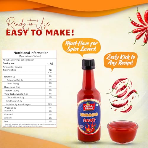 Image of Chokhi Dhani Original Sriracha Hot Chilli Dip 240g | Spicy Red Chilli Garlic Condiment | Perfect for Noodles, Momos, Wings & Burgers | Ready-to-Use Asian Hot Spread | No Artificial Colours