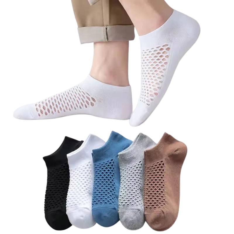 Men & Women, Special For Summer Season, Mesh Ankle Socks, Breathable Low-Cut No-Show Socks, Multicolour, Pack of 5-image-35