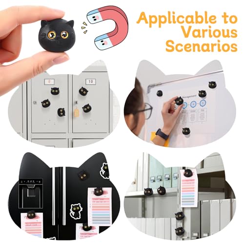 5 imanes decorativos para refrigerador diseño gato negro miniatura 3