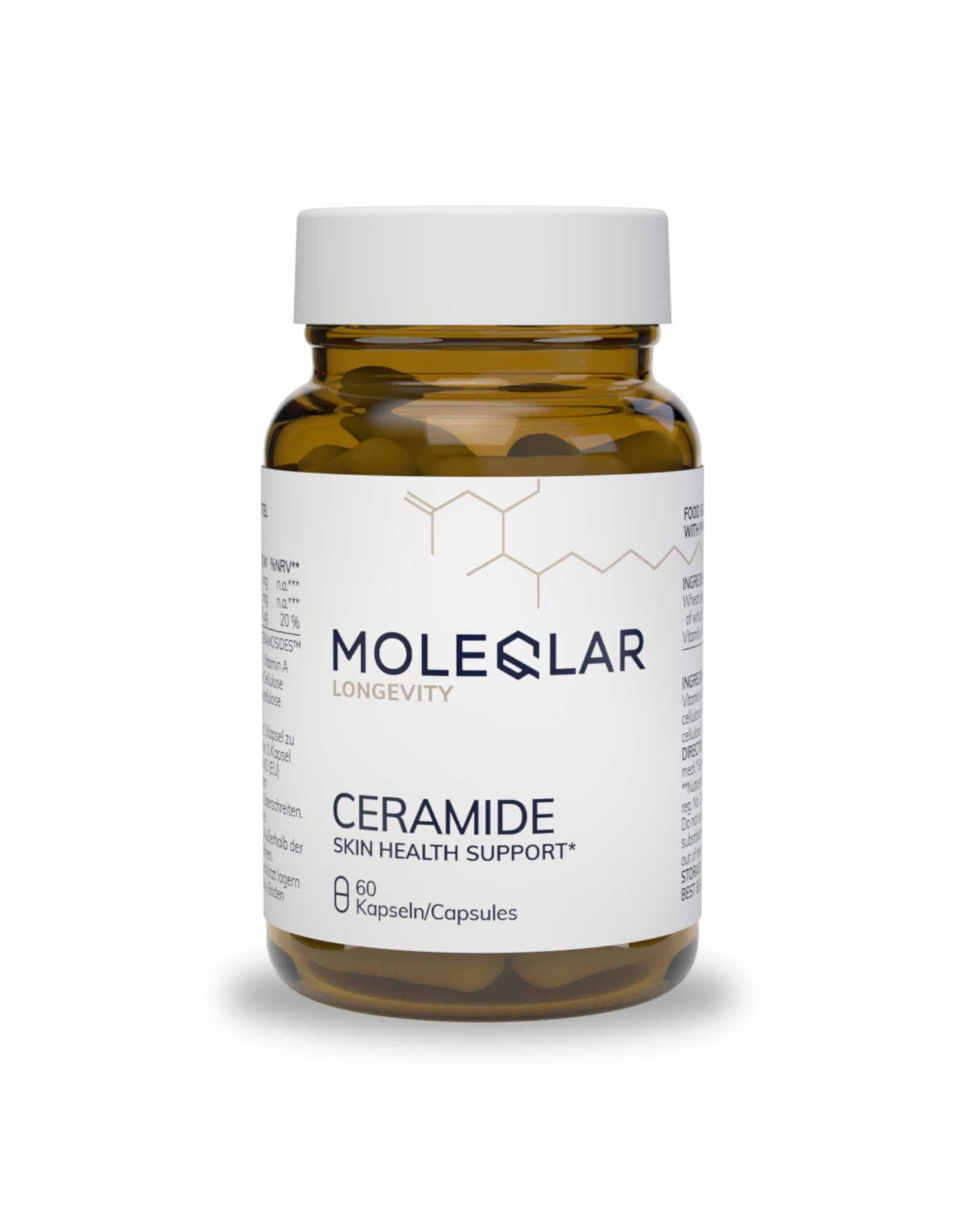 MoleQlar Ceramide Kapseln - Phytoceramide aus 30 mg CERAMOSIDES™ Markenrohstoff pro Kapsel - standardisierter Weizenextrakt - 60 Tage Vorrat