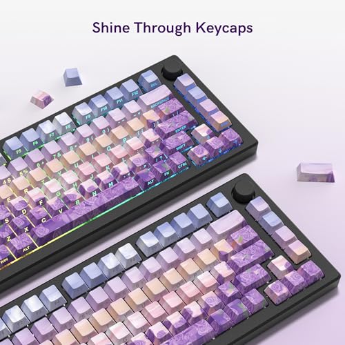 Image of dagaladoo Purple Keyboard keycaps,Double Shot PBT keycaps | Shine Through Keycaps dye-sub,Side Print,Cherry Profile keycaps for Mechanical Keyboard 60% /65% /75% /TKL /96% /100% US Layout