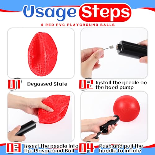 Hiboom 10 Pcs 16 Pcs Sports Kickball Set for Kids Adults, 10 Inch, Red - image 5