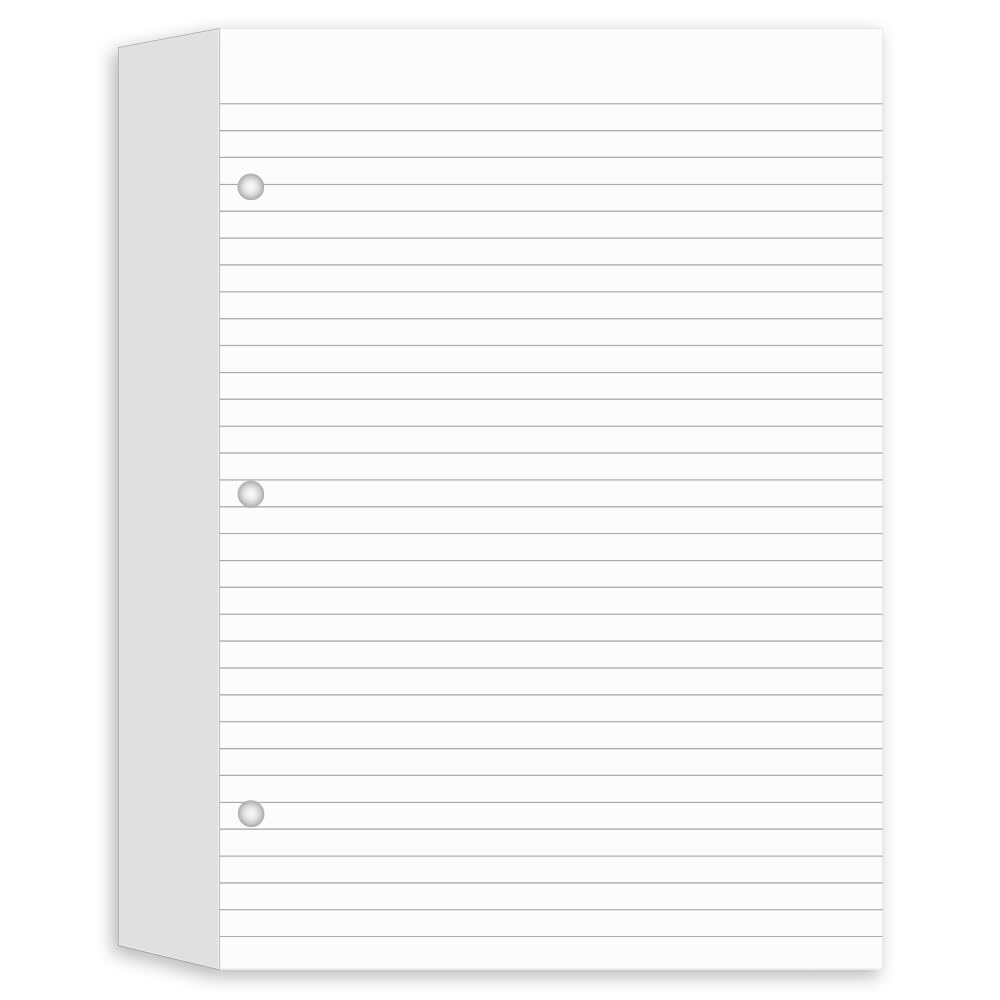(3 Pack) Half Letter Lined Paper, 3-Hole Punched Filler Paper Fits in Half Letter 3-Ring Binders, 300Sheets/600Pages, 100gsm White Loose-leaf Binder Paper, 5.8'' x 8.2''