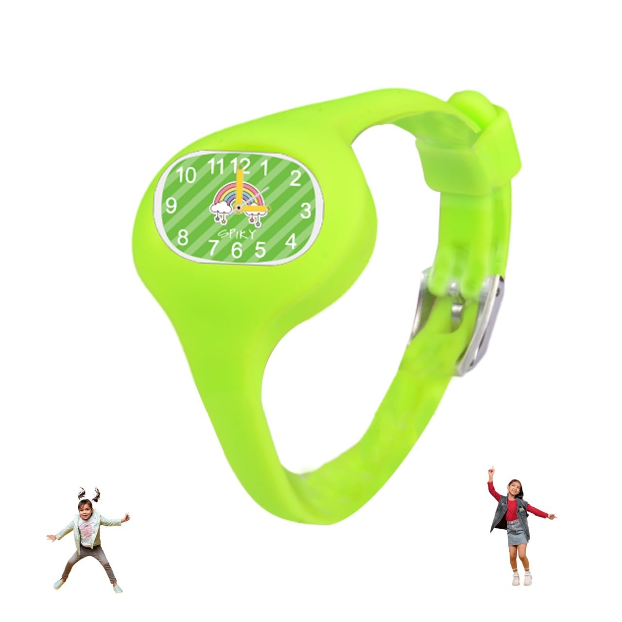 SPIKY Oval Analog Kids Watch | Rainbow Printed Dial, Unbreakabe Silicon Strap | Water Resistant, Lightweight & Durable | Stylish & Fun for Boys & Girls Aged 2-12 | Best Gift for Kids Boys and Girls