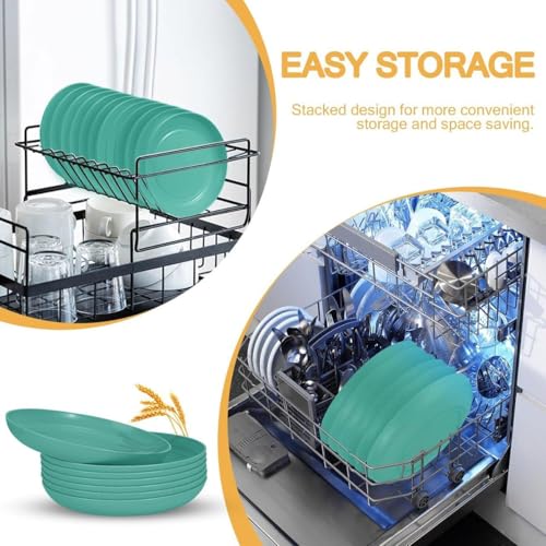 Image of 20 CM Wheat Straw Plates, Unbreakable Microwave and Dishwasher Plates,Plastic Cutlery for Family Picnic Party Camping (20 CM, Pack of 2)