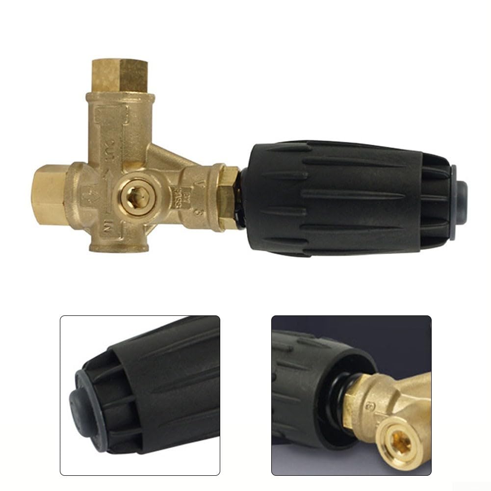 Valvola di scarico VRT3 per idropulitrici, 140 bar, 40 LPM, ottone e acciaio, design a pressione intrappolata, alta temperatura 90 °C, pulizia giardino e esterno
