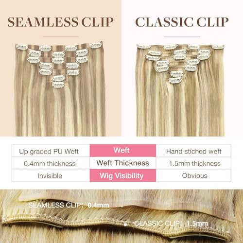Image of GOO GOO Seamless Clip in Hair Extensions Real Human Hair Remy Extensions