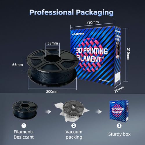 Image of FLASHFORGE Carbon Fiber PETG Filament 1.75mm, Carbon Fiber PETG 3D Printer Filament, 1KG Spool Dimensional Accuracy + /- 0.02mm, Lightweight & Heat-Resistant & Moisture Free (PETG-CF Midnight Blue)