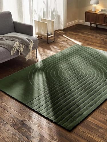 Image of Hand Tufted Carpet Nz Wool with Silk Abstract Design Non Slip Luxury Exclusive Rectangular Carpet for Living Room Bedroom (Size : 6x8 Ft, 180x240 CM), Multicolor