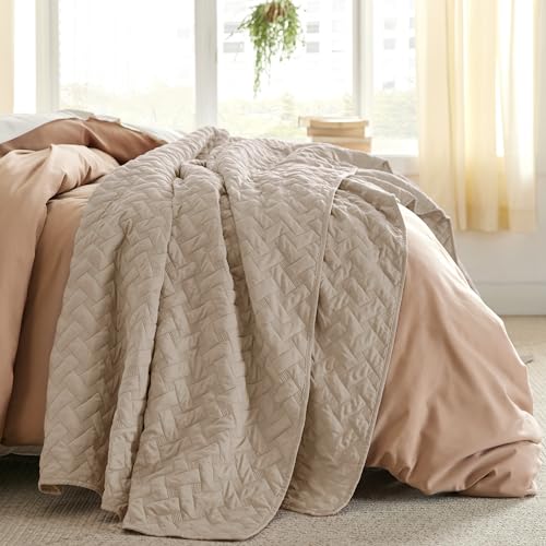 Bedsure King Size Quilt Set - Lightweight Summer Quilt King - Light Camel Bedspread King Size thumb #1