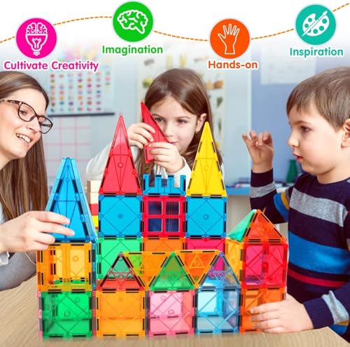 Image of Storio Magnetic Tiles Building Blocks for Kids 3 4 5 6 7 8 Years,Educational Learning Toys for 2 3 4 5 Year,Magnetic Toys for Kids,Learning Educational Brain Toys - 16 Pcs