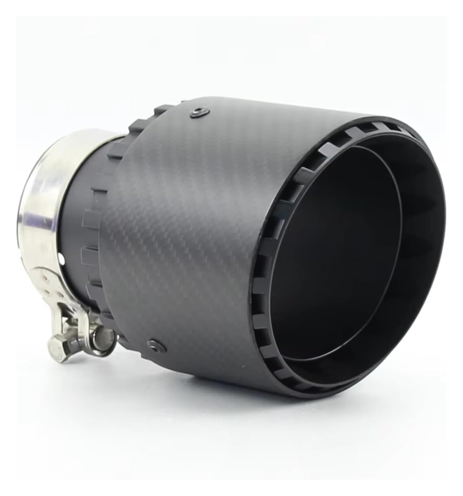 Tubo Scarico Coda Gola Terminali Di Scarico Universali Per Auto In Fibra Carbonio Lega Alluminio Con Ugello Singolo Opaco In Twill Per Cerchi Neri 76,2Mm-101Mm(76.2mm-101mm)