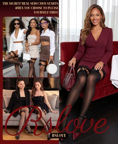Image of RSLOVE Women Fishnet Stockings Sexy Thigh High Pantyhose Women Tight Hosiery