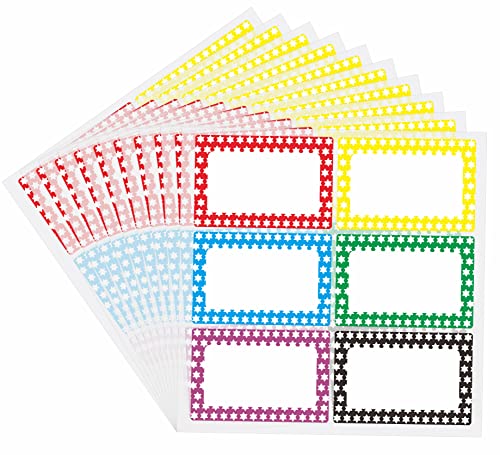 Hylabelest Colorful Plain Name Tag Labels Coloured Sticky Clothing Border Name Tag Stickers 6 Colors (10 Sheets)