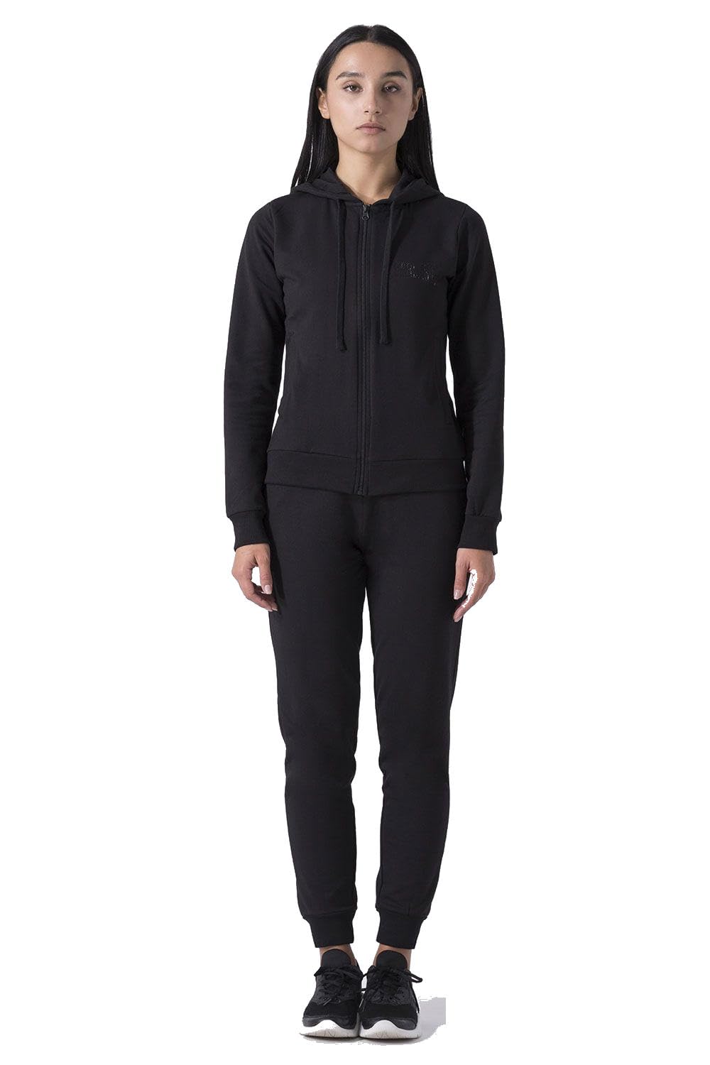 Everlast Tuta da Ginnastica Donna Completo Sportivo, Nero Cappuccio, XL | Cotone Felpato, Set per Sport e Tempo Libero, Palestra