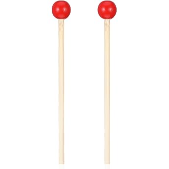 Apausvcm Pack of 2 Wooden Mallets Xylophone Mallets Wooden Percussion Sticks Rubber Xylophone Mallet Glockenspiel Beaters with Wooden Handle Rhythm Sticks Drumsticks for Wooden Block Bells Beginners Adults
