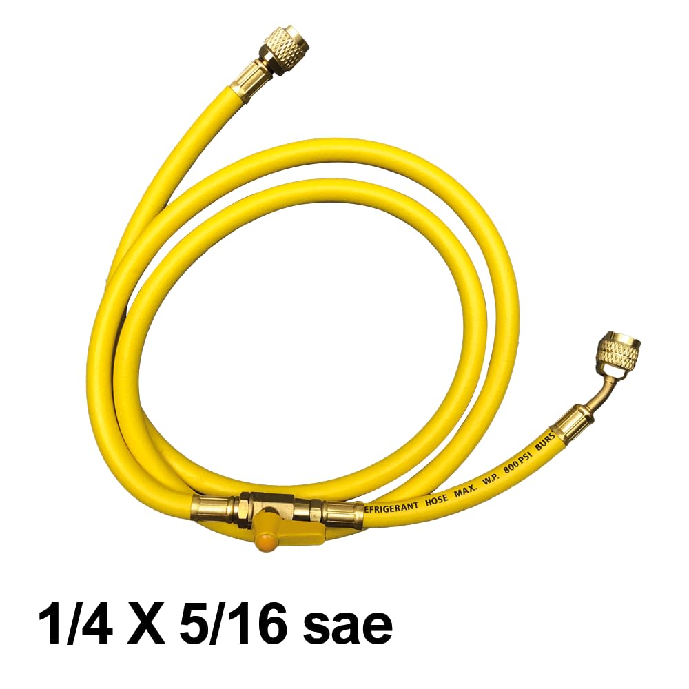 3S SuperSamaStore Flessibile Frusta Ridotta con Rubinetto 1/4" x 5/16" Sae e Premispillo, 150 Centimetri, Giallo