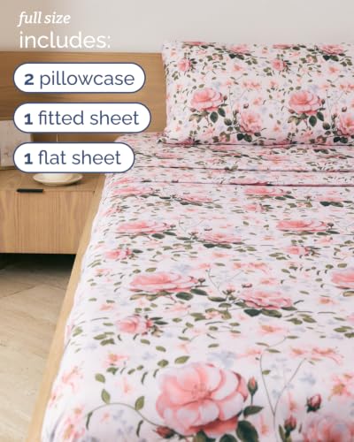 Image of Full 4 Piece Floral Sheet Set - Soft, Breathable & Cooling - Secret Garden