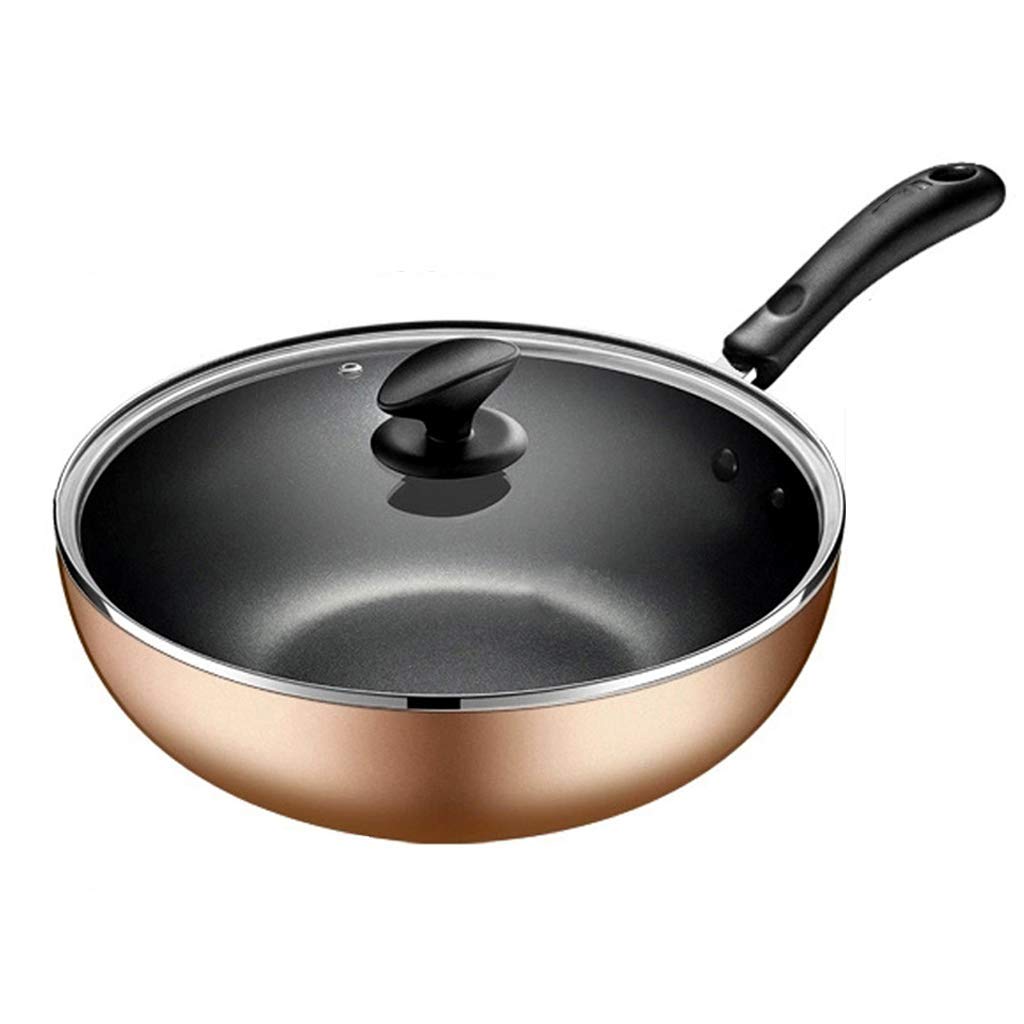 Wok antiadhésif en pierre de maifan 28cm pour induction et gaz