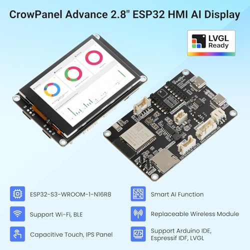 Image of ELECROW ESP32 Display 320x240, 2.8 inch HMI Advanced ESP32-S3 IPS Touch Display, Support AI Speech Interaction, 32-Bit LX7 Dual-Core Processor, Up to 240MHz, Compatible with Arduino, ESP-IDF and LVGL