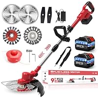 Rasentrimmer mit Akku und Unkrautbürste, 21V-4,0Ah Akku Rasentrimmer für Makita Akkus, 4 in 1 Freischneider akku, 750W Bürstenloser Motor, 1-45CM Teleskopstiel, für Garden Trimmen (rosa)