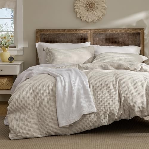 Bedsure Luxury Waffle Duvet Cover King Size - Textured Duvet Cover Set, Soft, Breathable Bedding Set (104