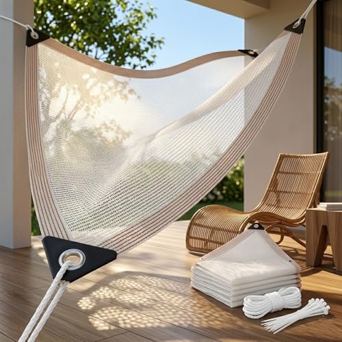 Malla de Sombreo Blanca 50% con Ojales, Red de Sombra Exterior Protección UV, Toldo Sombra para Jardín, Plantas y Perreras, Malla Sombreadora Transpirable HDPE para Exterior(2x10m)