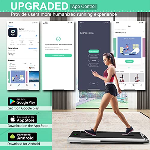 Image of GYMAX Walking Pad, 2 in 1 Free Installation Under Desk Treadmill with Smart App, Remote Control & LED Display, 2.25HP Foldable Portable Compact Running Machine for Small Spaces Home Office