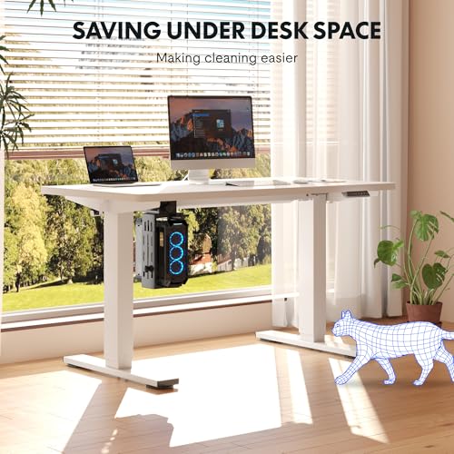 Image of FLEXISPOT EN2 48''x24'' Electric Standing Desk with PC Stand Bundle, One-Piece Desktop, Easy-to-Install Hanging Design PC Mount, Bundle for Home Office, Game & Small Spaces, White